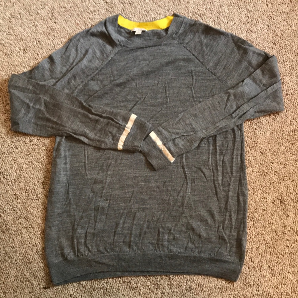 GAP Grey Wool Mix Sweater w White Stripe on Cuffs